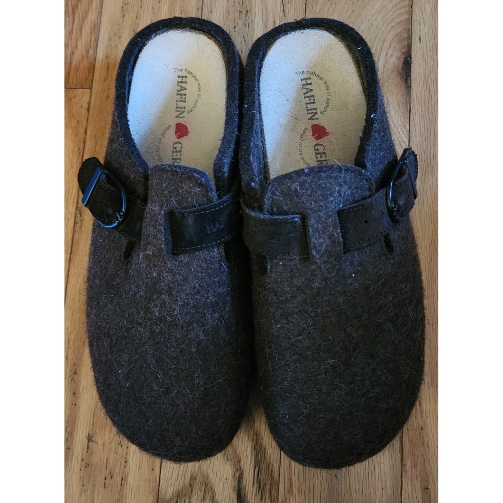Haflinger Womens Charcoal Felt Clogs Slip On Comfort Shoes Size 40